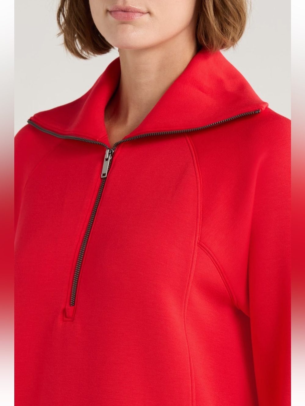 SPANX Air Essentials Half Zip Mini Dress In Red - Picture 4 of 15